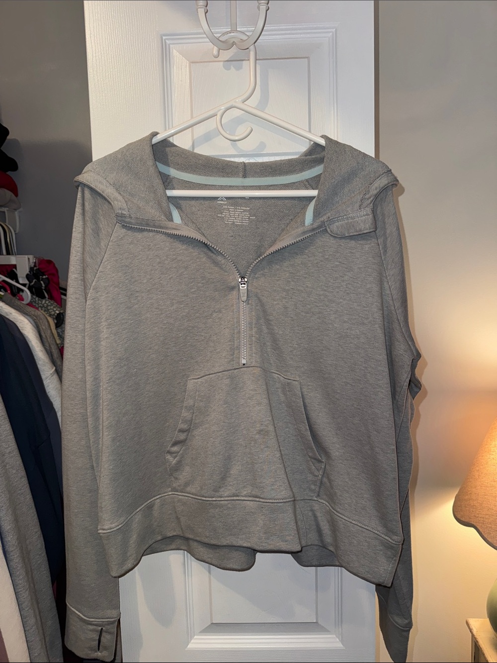 Xersion Light Gray Half-Zip Hooded Pullover